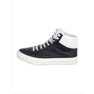 Jimmy Choo Navy Embossed Leather High-Top Sneakers - Size 9